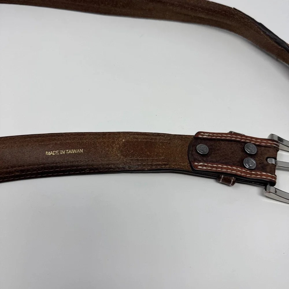 Ariat Men's Size 46 Brown Genuine Leather Belt Western Cowboy‎ FLAWS Workwear